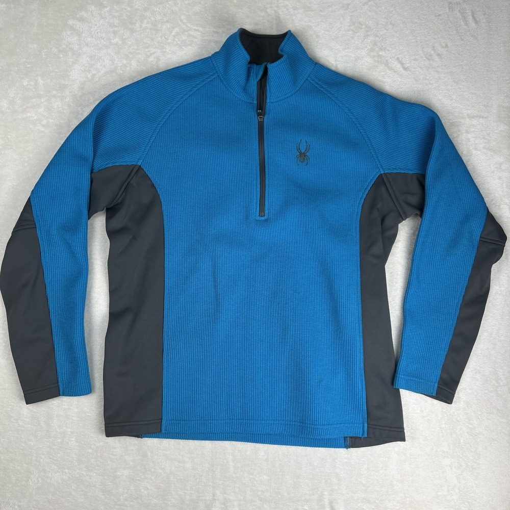 Spyder Core Sweater Quarter Zip Pull Over Jacket Blue Men's Size Large